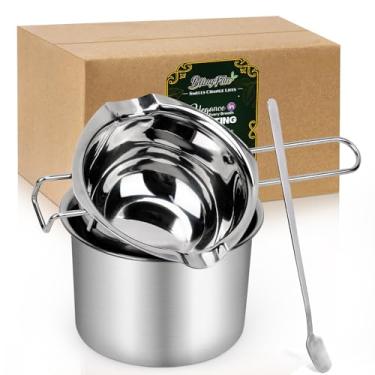 Imagem de Conjuntos de panela de derretimento de cera, potes de derretimento de aço inoxidável de 3 estilos com colheres, pote de banho de água e pote de derramamento para fabricação de velas, derretimento de