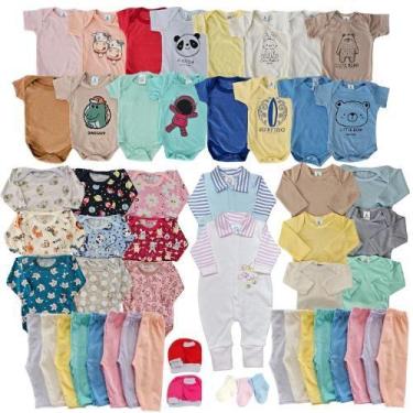 Imagem de Super Kit Enxoval 40 Peças Roupas de Bebê Body Macacão Mijão Luvas Tou