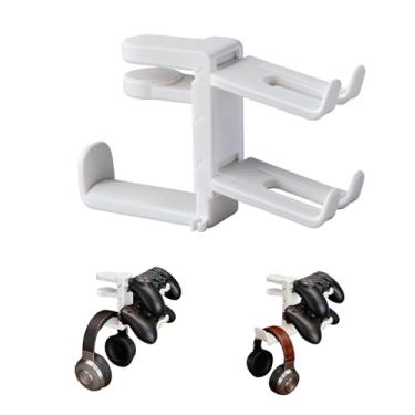 Imagem de Janniyard Suporte universal para fone de ouvido, suporte de mesa com giro de 360 graus, organizador de fone de ouvido para jogos, gancho sob a mesa com clipe de cabo para escritório, casa (estilo 2)
