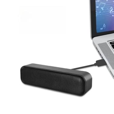 Imagem de Alto-falante USB para computador/laptop com som estéreo e graves aprimorados, mini barra de som portátil para computadores desktop e laptops