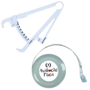 Imagem de Kit Avaliacao Fisica Medir Gordura Corporal Fita Metrica Imc Adipometr