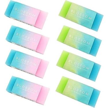 Imagem de Conjunto de borrachas de lápis de material escolar, design de cubo colorido com padrão gradiente, tamanho padrão para escritório, escola, uso doméstico