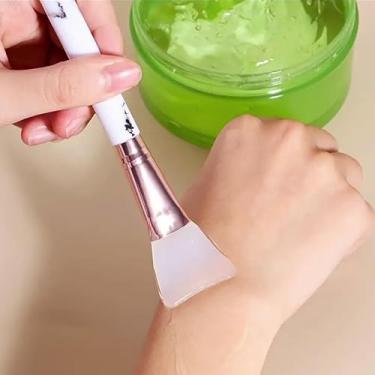 Imagem de 1 pincel de máscara de silicone de mármore macio e suave para limpeza facial e aplicador sem pelos para cosméticos femininos