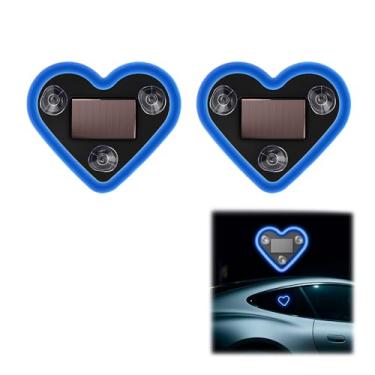 Imagem de AuMoHall Luzes LED de coração solar para carro, lâmpada ambiente romântica para decoração de janela interior de carro, luz neon em forma de coração de amor, luz neon alimentada por energia solar e