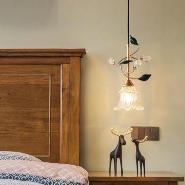 Imagem de Lustre Americano Pastoral com Criatividade Francesa e Flores para Sala de Estar, Sala de Jantar, Quarto, Escritório, Casa de Campo ou Escada - Luminária Pendente LED (1 Lâmpada)