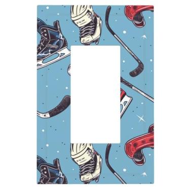 Imagem de 1 Gang Single GFCI Outlet Covers Decorador/Rocker Light Switch Placa de Parede Hóquei no Gelo Esporte Amor Dispositivo Elétrico Face Plug Plate Cover para Receptáculo Dimmer Tomada USB