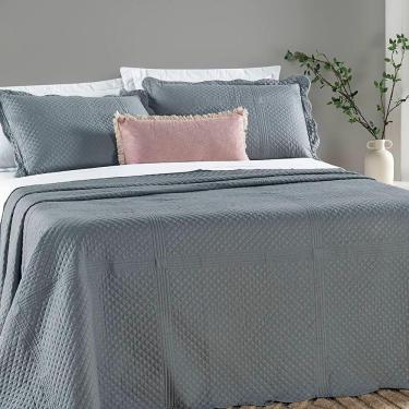 Imagem de Colcha Queen Chess Dupla Face Micropercal 200 Fios 3 Peças - Cinza Lunar