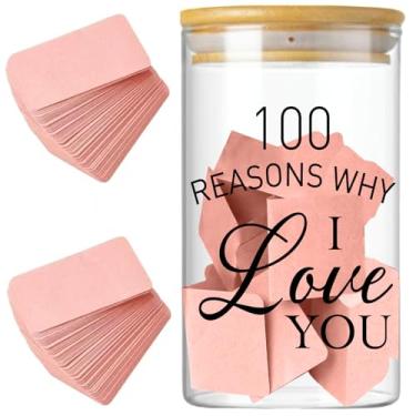 Imagem de Pote de memória de amor para anotações, presentes de aniversário para casais para namorado, namorada, marido, esposa, presentes de Natal, razões pelas quais eu te amo, pote para aniversário, noivado