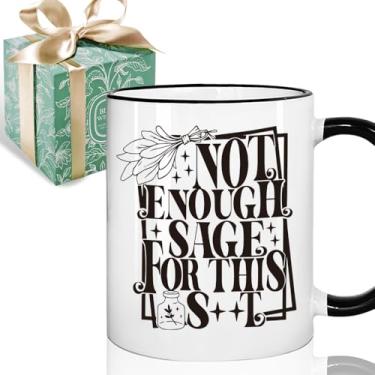 Imagem de Puouoonyi Cartão de tarô engraçado caneca de chá de café para mulheres e homens - Not Enough Sage, Witchy Witchcraft Presentes de aniversário para amigos colega de trabalho chefe 325 ml