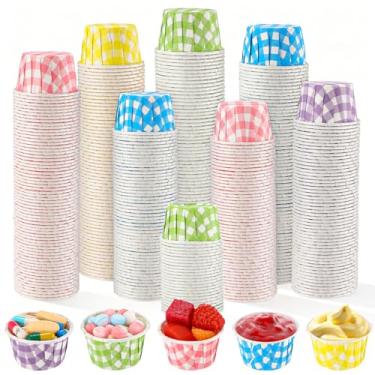 Imagem de Nuogo 500 peças de copos de suflê descartáveis de 42,5 g, mini copos de degustação de papel, pequeno copo de amostra de condimento para ketchup sacramento lanche remédio recipientes de porção (com