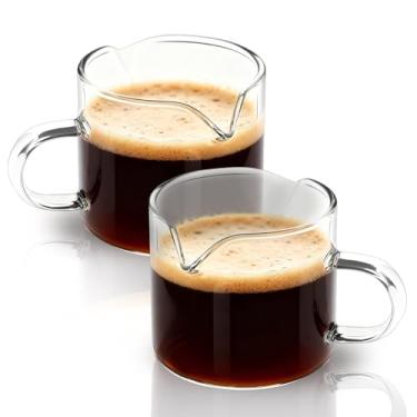 Imagem de BCnmviku Copos de shot Espresso Peças Bicos Duplos Copo de Leite Vidro Transparente (Vidro Transparente - 2 unidades)