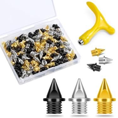 Imagem de YUNVI Espigões de pista de 1/10.2 cm, 220 peças de espigões de pirâmide de aço inoxidável com chave de ponta para pista e cross country, pontas de reposição para tênis de corrida curto esportivo