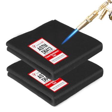 Imagem de Cobertor de solda à prova de fogo, pacote com 2, 10 x 102 cm, tapete de solda resistente ao calor de 10 mm de espessura, almofada de isolamento com certificação UL e SGS para encanamento, HVAC