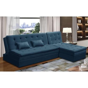 Imagem de Sofá Cama 1 e 2 Lugares Natalia Suede Azul Madelina Decor