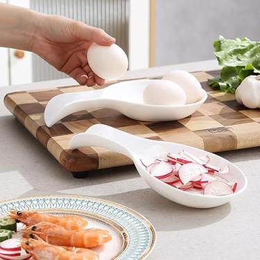 Imagem de Conjunto de descanso de colher de 2 peças, suportes de utensílios de cozinha para colheres e conchas (branco)