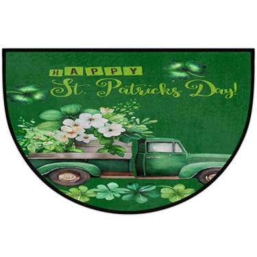 Imagem de Tapete de porta meio redondo, dia de São Patrício, antiderrapante, absorvente, semicírculo, tapetes laváveis, meia lua, tapetes para ambientes internos, pátio, cozinha, banheiro, entrada, lareira