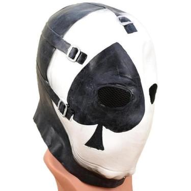 Imagem de Máscara facial integral de látex com capacete Spade Heart para cosplay