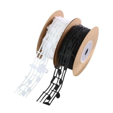 Imagem de UGPLM Fita de notas musicais para embalagens de presentes, 3 cm x 9 m, vazada, ideal para o Dia de ação de Graças, Branco E Preto