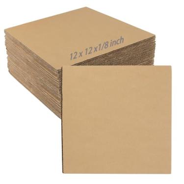 Imagem de ZEONHEI Pacote Com 60 Folhas De Papelão Ondulado 12 X 1/8", Quadrados 3 Mm Espessura, Inserções Planas Para Embalagem, Envio Por Correio, Faça Você Mesmo E Artesanato