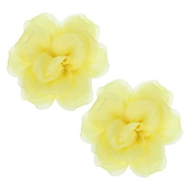 Imagem de PATIKIL 2 peças de broche de flor de tecido de cetim grande de 12 cm para mulheres broches florais elegantes de organza para casamento, dança, festa, roupas, vestido, chapéu, acessórios, amarelo