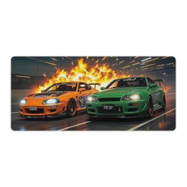 Imagem de HouLaiZhe Anime JDM Sports Car R34 Vs Super Speed Gaming Mouse Pads JDM Car Desk Pads Grandes Mousepads para Teclado Desktop Mat40x90cm