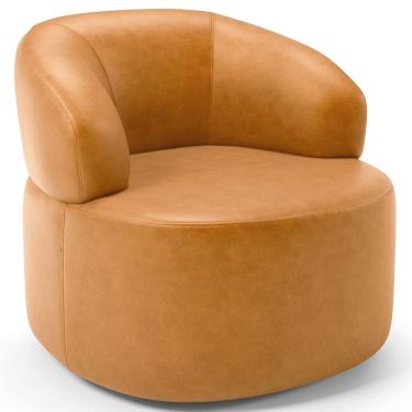 Imagem de Poltrona Giratória Orgânica Para Sala de Estar Living Helena L02 Couríssimo Whisky - Lyam Decor