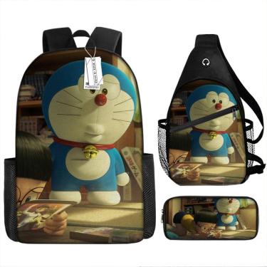Imagem de Conjunto de mochilas Doraemons Cartoon Kids School Mochila Anime