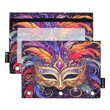 Imagem de Wassud Máscara veneziana colorida, pacote com 2, pastas de fichário, pastas de bolso com 3 furos, pasta organizadora para casa, escritório