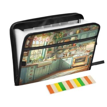 Imagem de Wassud Acordeão de cozinha com desenho animado organizador de arquivos de papel A4, pasta organizadora de documentos, fólio com etiquetas, pasta de arquivos expansível, 13 bolsos