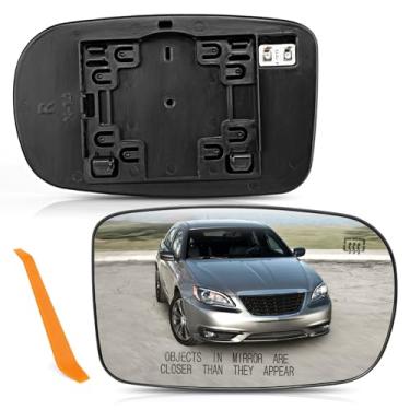 Imagem de TOP-MAX Substituição de vidro do espelho do lado direito do passageiro aquecido para Dodge Charge 2011-2023, Chrysler 300, Chrysler 200 2011-2014, vidro convexo do espelho retrovisor com placa de