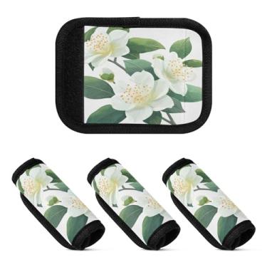 Imagem de Qilmy Beautiful Flowers Bagagem Handle Wrap Pacote 2 Identificadores de Bagagem Identificadores de Bagagem Conforto Pegas Capa para Carrinho de Viagem Bolsa Mala Avião Acessórios de Viagem 2000