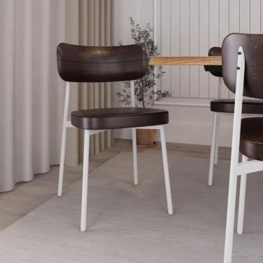 Imagem de Conjunto 6 Cadeiras de Jantar Revest Sintético Est.Branca