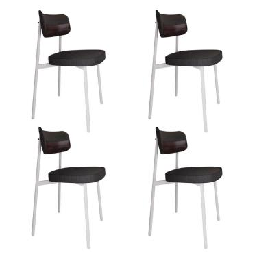 Imagem de Conjunto 4 Cadeiras de Jantar Tecido Mesclado Alloa Est. Branca