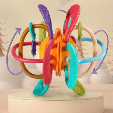 Imagem de Sanpyl Mordedor Sensorial para Bebês, Bola de Dentição Fácil de Segurar, Brinquedo para Crianças, Efeitos Sonoros Coloridos