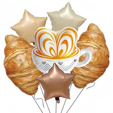 Imagem de 6 PCS Brunch Good Morning Party Decor/Croissant Coffee Cup Balloon for Gluten-Free Party,Pancakes Party/Sweet Bakery Vibes for Baby Shower, Cafe Opening, Office Breakfast Afternoon Tea