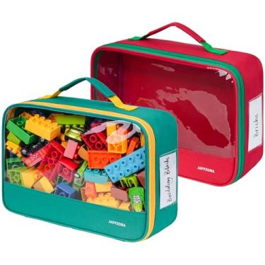 Imagem de 2 Pack Toy Storage Bags, Classic Travel Organizer Case with Zipper Fits for Lego Bricks, Board Game, Puzzles, Toy Cars, Building Blocks and Kids Books