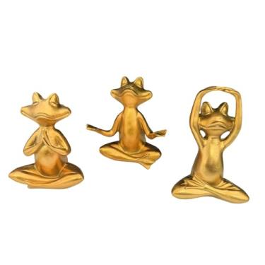 Imagem de Generic Conjunto de 3 Estátuas de Sapo para Mesa, Ornamento de Mesa, Estatueta de Sapo Fofa, Escultura de Resina para Interior, Prateleira,