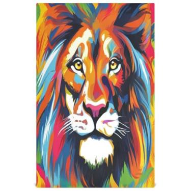 Imagem de Joisal Conjunto de toalhas de prato de pele macia de leão vívido colorido decoração de cozinha toalhas de chá de mão fofas panos de prato absorventes de banheiro 45 x 71 cm, 1 pacote