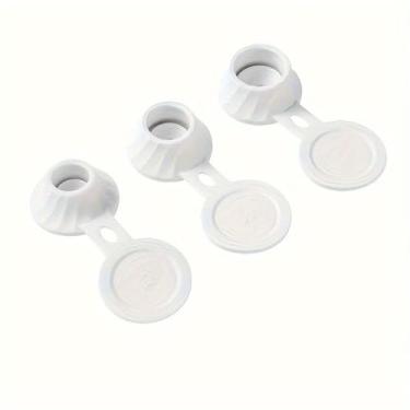 Imagem de Conjunto de tampas verticais de 3 peças para xampu, condicionador, gel de banho, tampas de dispensador flip-top à prova de vazamento (branca)