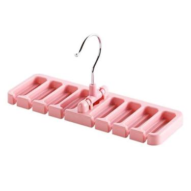 Imagem de Suporte multifuncional para gravata e cinto, organizador rosa para guardar armário, amarrar cachecóis e cintos, 8 compartimentos
