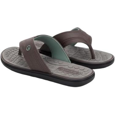 Imagem de Chinelo Masculino Dedo Conforto Tira Larga com Palmilha Massageadora e Solado Macio para Uso Diário (Marrom/Cinza, BR, Adulto, Numérico, 42)