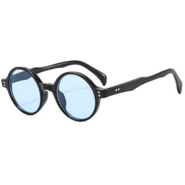 Imagem de HCPIHF Óculos de sol redondos punk retrô fashion feminino e masculino UV400 para festa ao ar livre (azul)