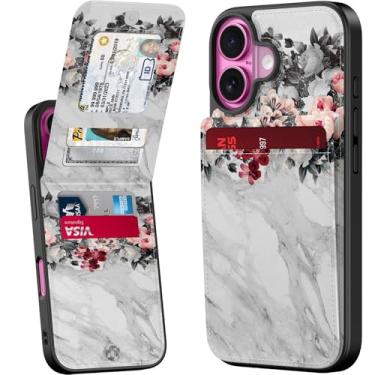 Imagem de Bemal Capa carteira para iPhone 16, suporte de cartão embutido, estampado na moda, bloqueio RFID, suporte de couro PU, fecho magnético, capa de telefone à prova de choque para mulheres e homens