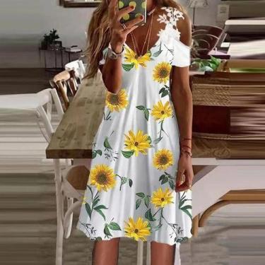 Imagem de Moda feminina renda com decote em v suspender vestido verão casual ren