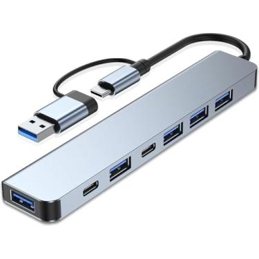 Imagem de Hub USB C/USB, 7 em 1 USB C e hub USB com USB 3.0, portas USB 2.0 para PC/notebooks/MacBook Pro/Air/iMac/iPad e mais dispositivos