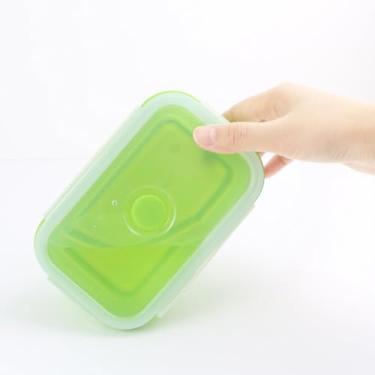 Imagem de Lancheira dobrável reutilizável de silicone com tampa hermética, recipiente de armazenamento de alimentos de grande capacidade para colocar no micro-ondas, forno e lava-louças (1200 ml)