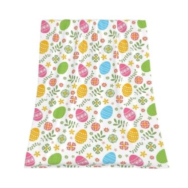 Imagem de Cobertor de ovos de páscoa colorido para meninos e meninas, flanela macia e quente, decoração de primavera, cama, sofá, sofá, presentes para crianças, adultos, 127 x 152 cm
