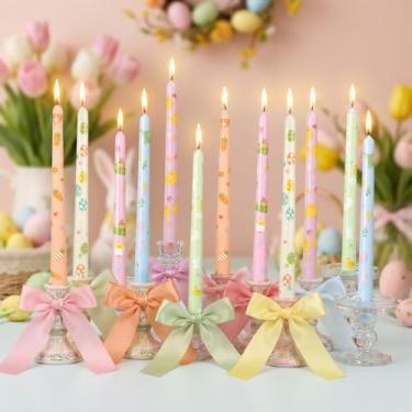 Imagem de Nuanchu 12 peças de velas cônicas de Páscoa, coelhinho da Páscoa, velas decorativas, ovo, cenoura, castiçais perfumados para festa de aniversário, Natal, jantar, decoração de presente de casa