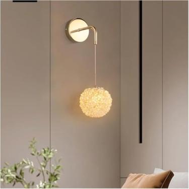 Imagem de Arandelas de parede modernas com 2 lâmpadas e cúpula de cristal, acabamento champanhe, luminárias de parede para cabeceira, luz noturna ajustável, adequadas para banheiro, quarto, sala de es