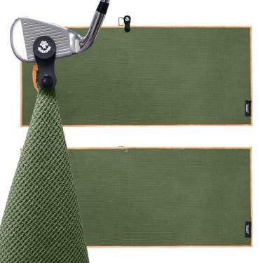 Imagem de 4Monster Pacote com 3 toalhas de golfe com ímã destacável e bolsa portátil, conjunto de toalhas de golfe de microfibra de secagem rápida para sacos de golfe, presentes de toalha personalizados para